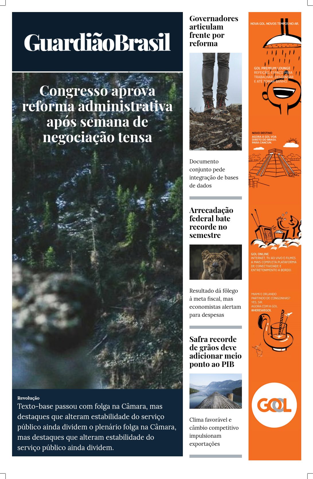 Capa da edição de Segunda-feira, 06 de julho de 2026